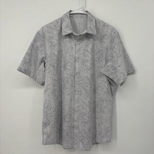 Lululemon Airing Easy Shirt Mens Large Small Short Sleeve Light Polo Gray *Read